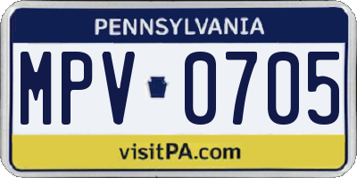 PA license plate MPV0705