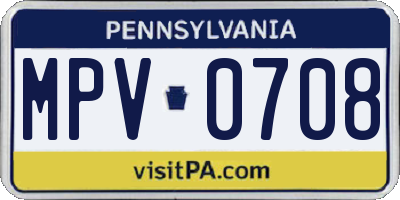 PA license plate MPV0708