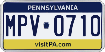 PA license plate MPV0710