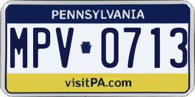PA license plate MPV0713