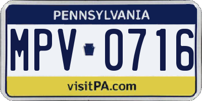 PA license plate MPV0716