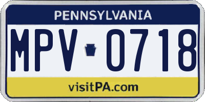 PA license plate MPV0718