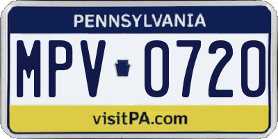 PA license plate MPV0720