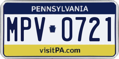 PA license plate MPV0721