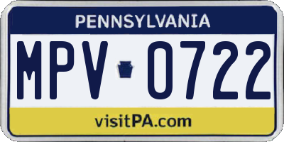 PA license plate MPV0722