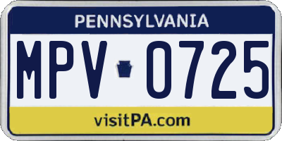 PA license plate MPV0725