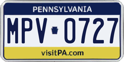 PA license plate MPV0727