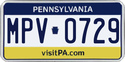 PA license plate MPV0729