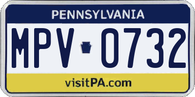 PA license plate MPV0732