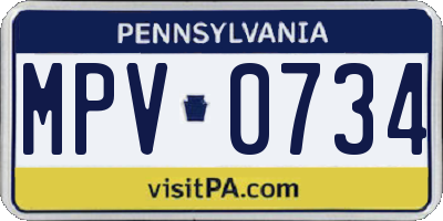 PA license plate MPV0734