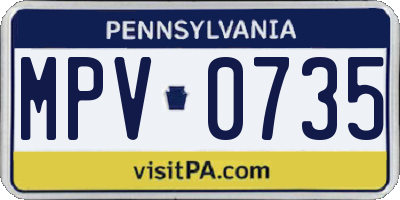 PA license plate MPV0735