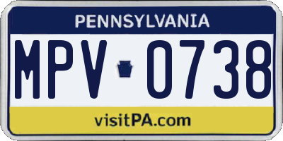 PA license plate MPV0738