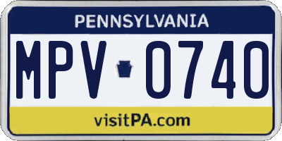 PA license plate MPV0740