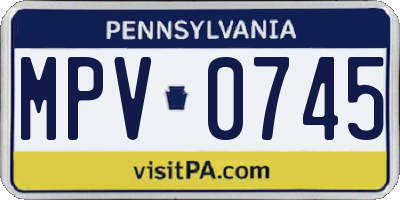 PA license plate MPV0745