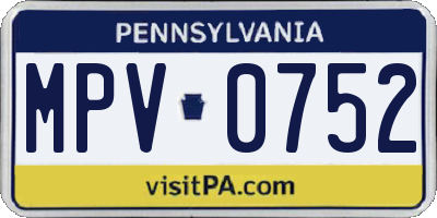 PA license plate MPV0752