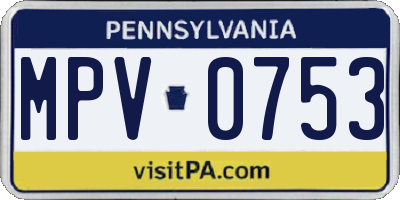 PA license plate MPV0753