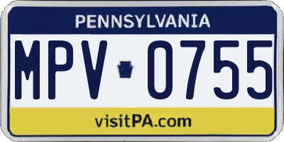 PA license plate MPV0755