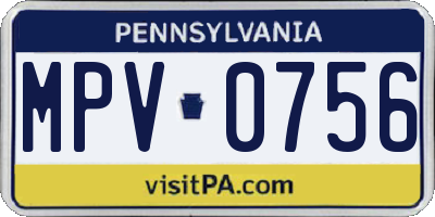 PA license plate MPV0756