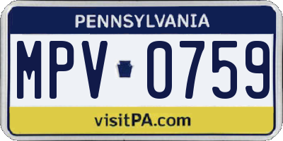 PA license plate MPV0759