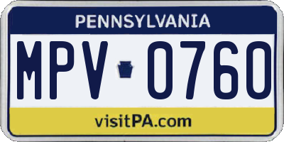 PA license plate MPV0760