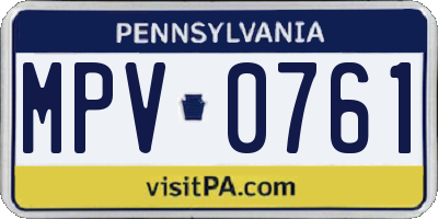 PA license plate MPV0761