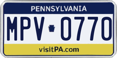 PA license plate MPV0770