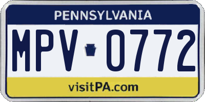 PA license plate MPV0772