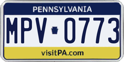 PA license plate MPV0773