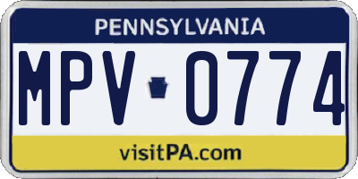 PA license plate MPV0774