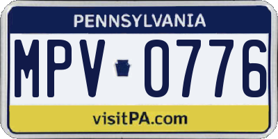 PA license plate MPV0776