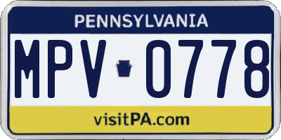 PA license plate MPV0778