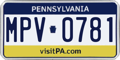 PA license plate MPV0781