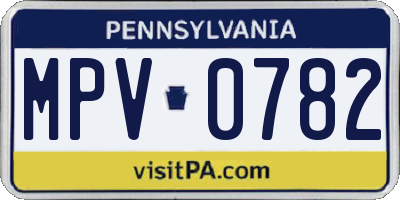PA license plate MPV0782