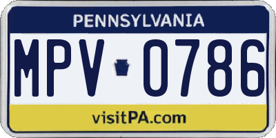 PA license plate MPV0786