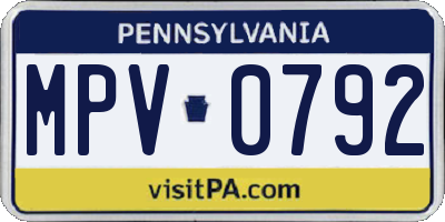 PA license plate MPV0792