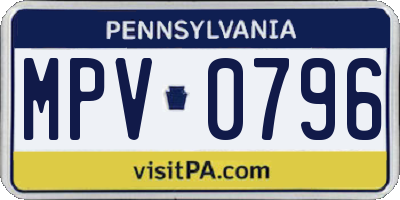 PA license plate MPV0796