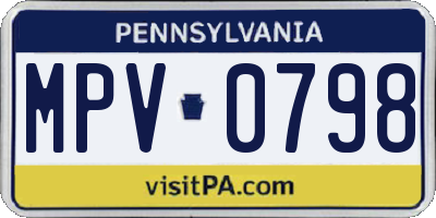 PA license plate MPV0798