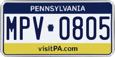 PA license plate MPV0805