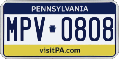 PA license plate MPV0808