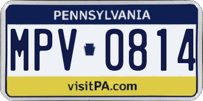 PA license plate MPV0814