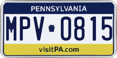 PA license plate MPV0815