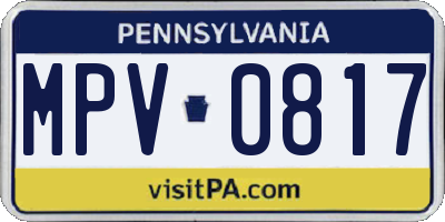 PA license plate MPV0817