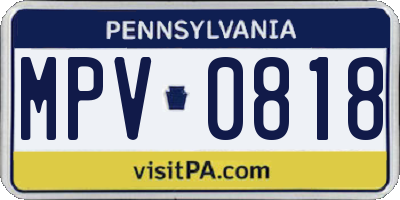PA license plate MPV0818