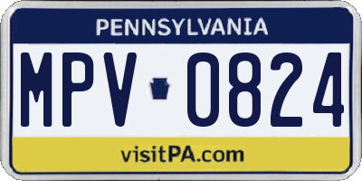 PA license plate MPV0824