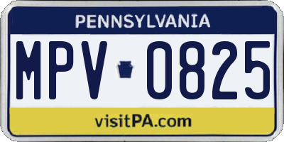 PA license plate MPV0825