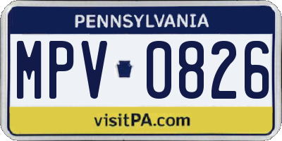 PA license plate MPV0826