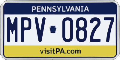 PA license plate MPV0827