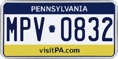 PA license plate MPV0832