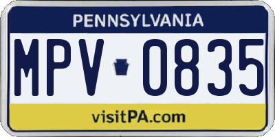 PA license plate MPV0835