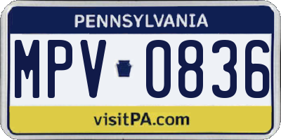 PA license plate MPV0836